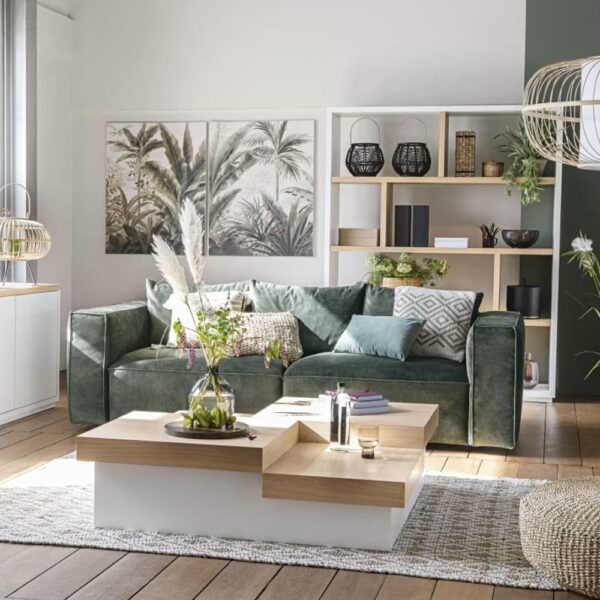 Canapé 4 places Barack Maison du Monde dans salon lumineux