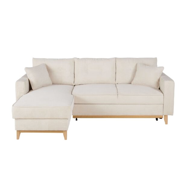 Avis canapé Brooke Maisons du Monde : notre test de ce Canapé d'angle convertible style scandinave 3/4 places en velours côtelé beige