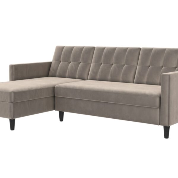 Avis du canapé Hartford Dorel Home Notre avis sur ce Canapé-lit 3 places avec rangement en velours taupe