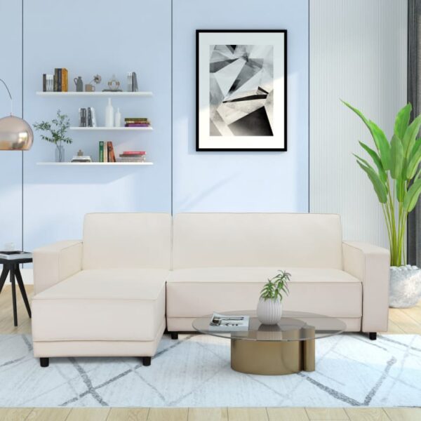 Avis du canapé Modele Dorel Home Canapé-lit 3 places avec chaise longue en velours crème