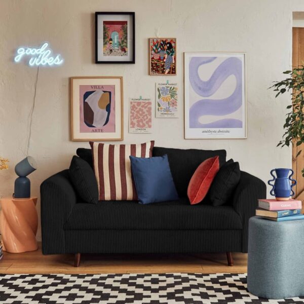 Avis du canapé Rune Lisa Design Canapé 2 places en velours côtelé noir