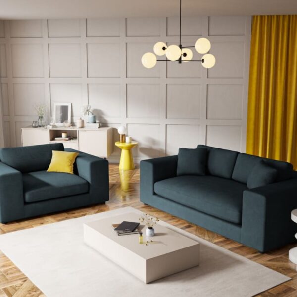 Avis du canapé Tendance CXL by Christian Lacroix Canapé 3 places en velours côtelé bleu