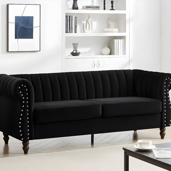 Avis canapé Trumbo Vente-unique.com - Notre test de ce canapé fixe velours 3 places noir