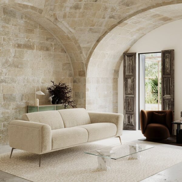 Avis canapé Swann Sia Home : notre test du 3 places en velours texturé beige Avis canapé Swann Sia Home : notre test du 3 places en velours texturé beige